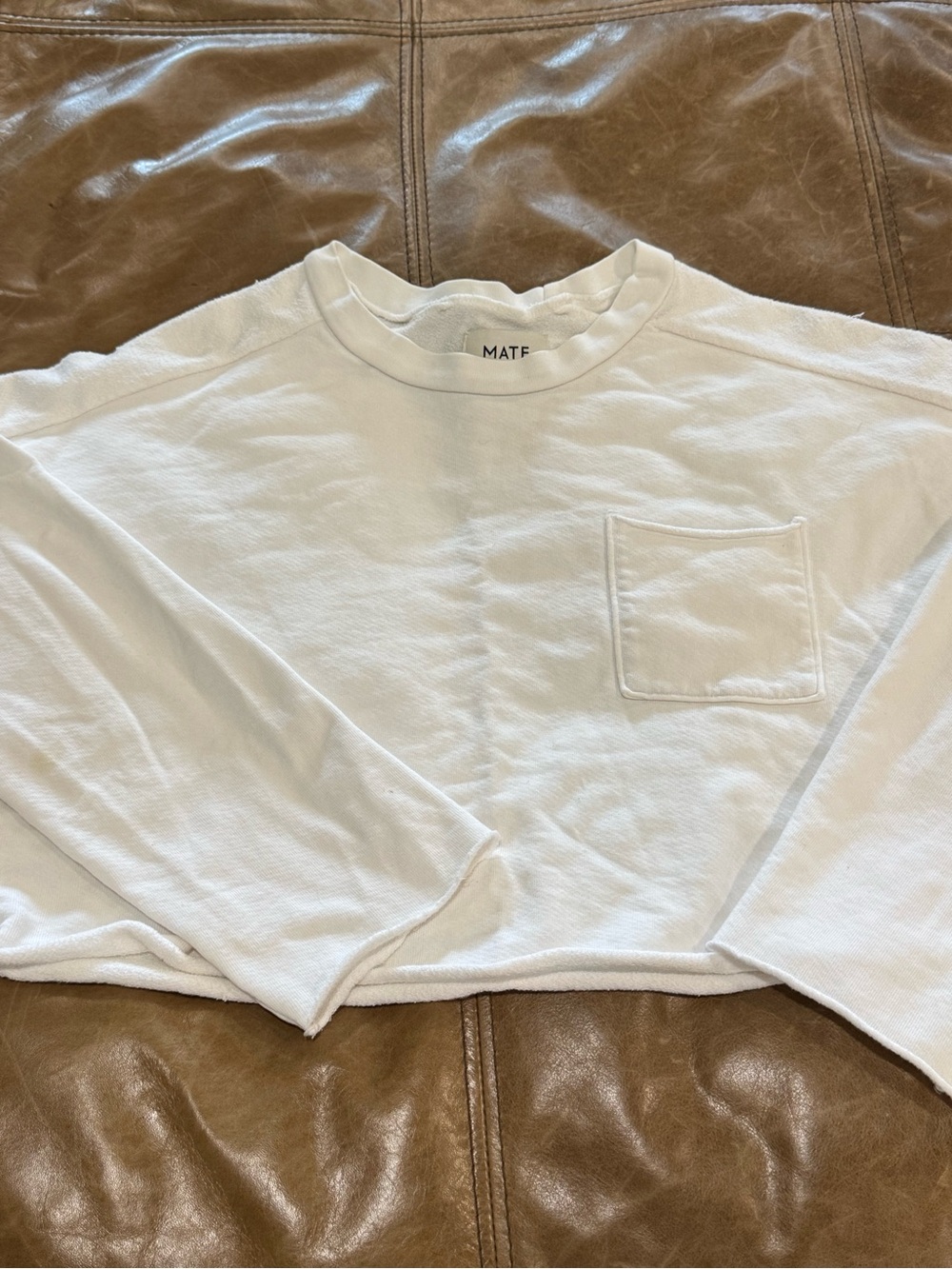MATE the Label Cream Crewneck Sweatshirt Cropped Small